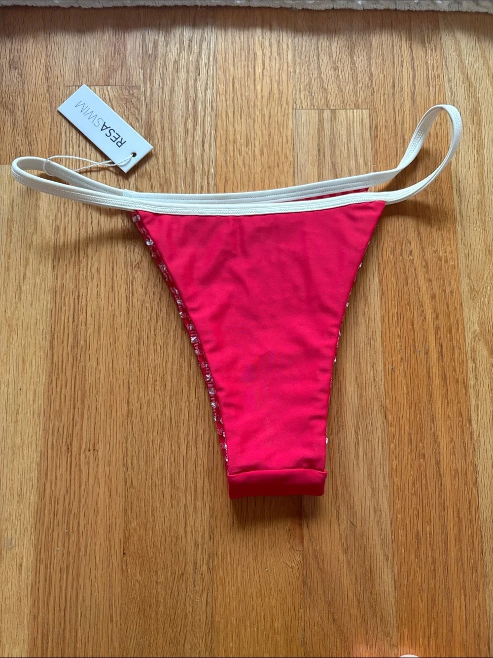 RESA swim NWT red checkered bikini bottom XS